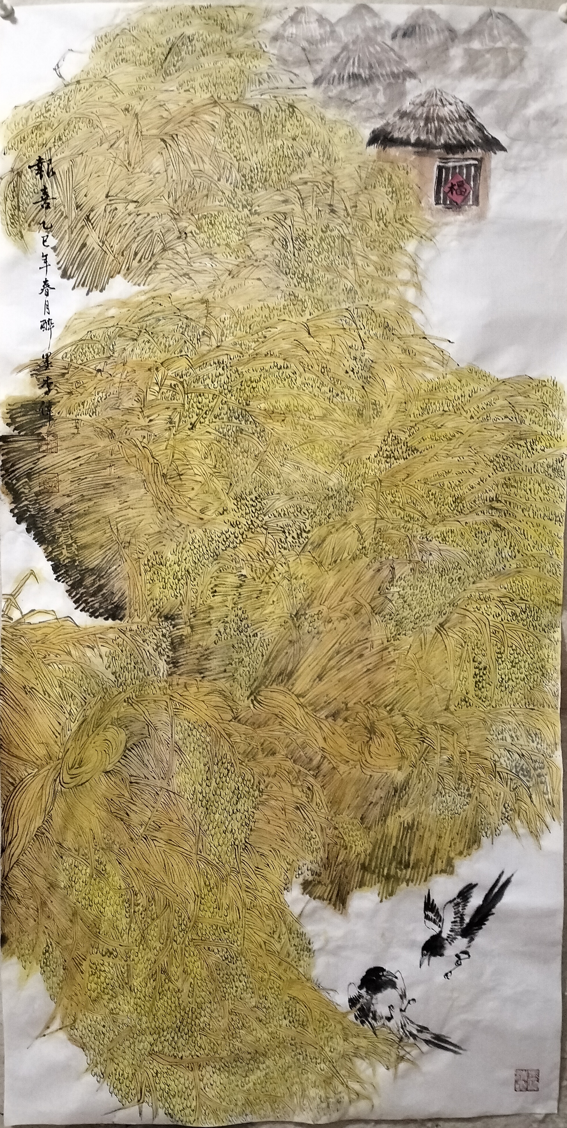 双鸭山 李伟 作品名称：报喜  规格尺寸：四尺整张 电话：15146973399.jpg