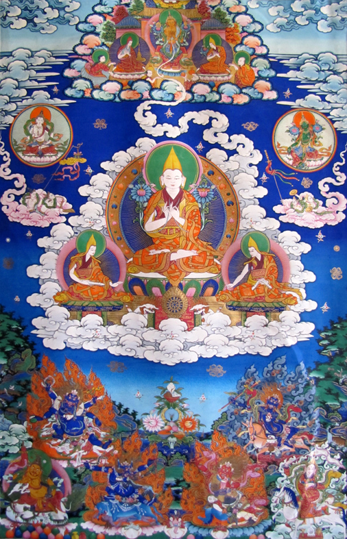 嘎旦拉加师徒三尊(唐卡)——平措扎西|走进西藏——美术作品展(选登)